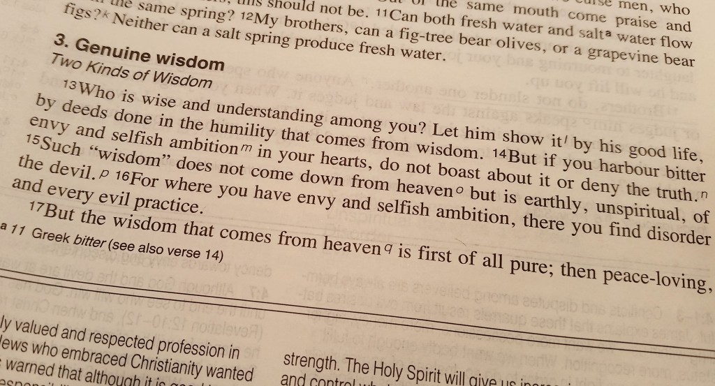 Verse Of The Week James 3 v 17 & 18