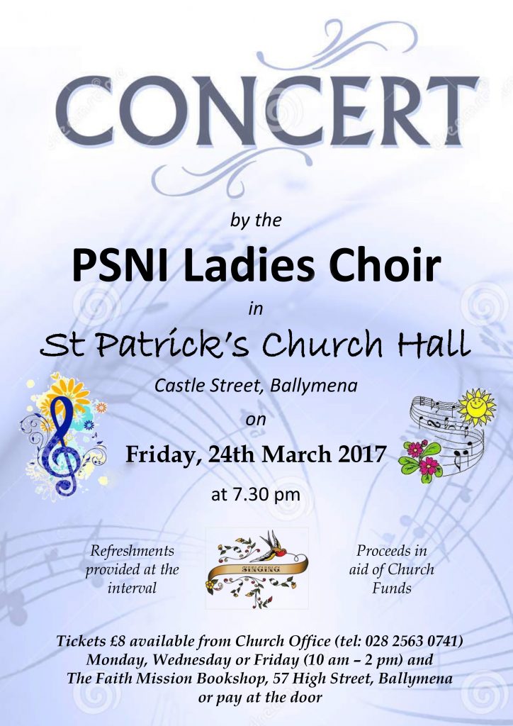 Concert by PSNI Ladies Choir in St. Patrick’s Ballymena
