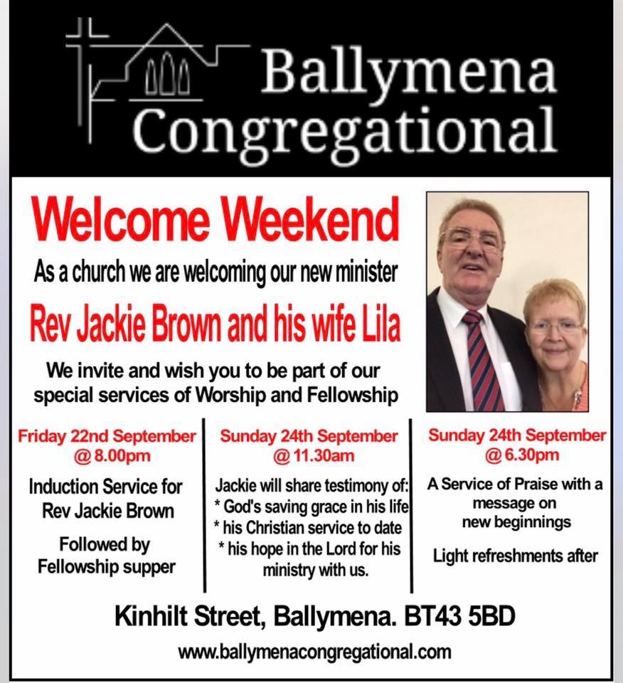 New Minister at Ballymena Congregational Church