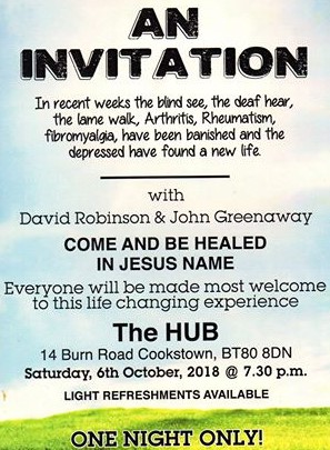 Invitation to a meeting in The Hub - Cookstown