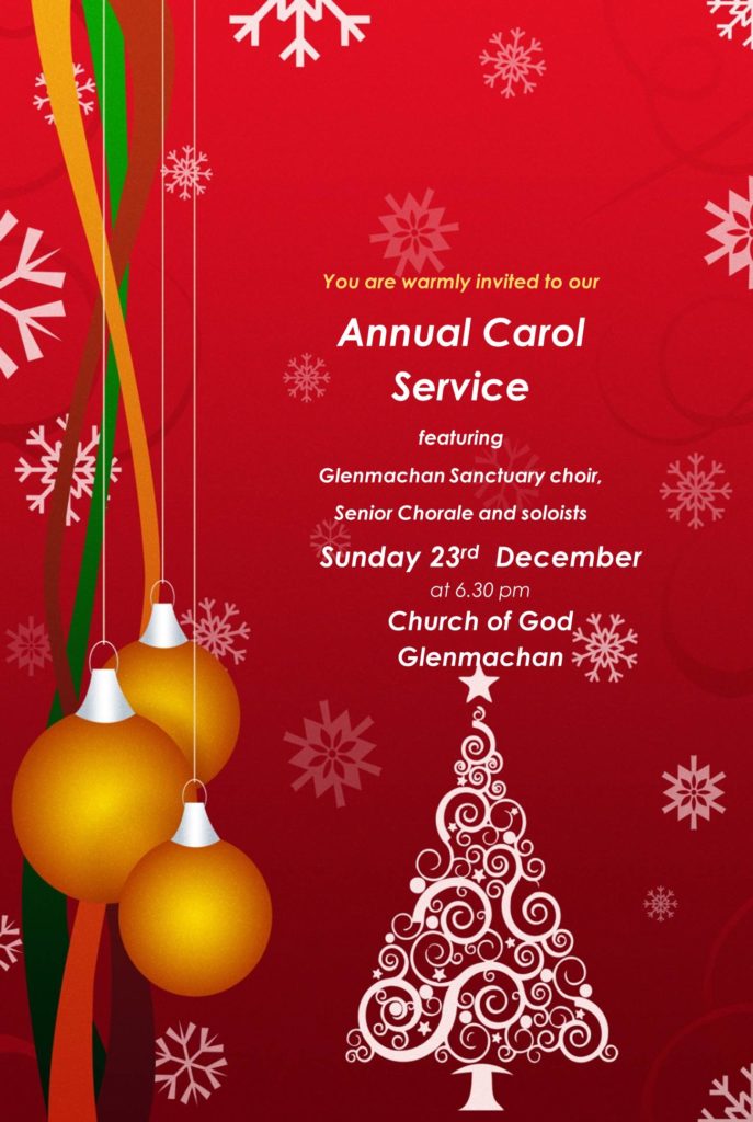 Annual Carol Service at Glenmachan Church of God, Belfast